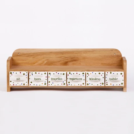 Fűszertartó 6 fiókos, egysoros, pöttyös