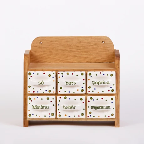 Fűszertartó 6 fiókos, kétsoros, pöttyös