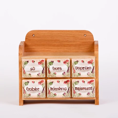 Fűszertartó - 6 fiókos,kétsoros, pipacsos