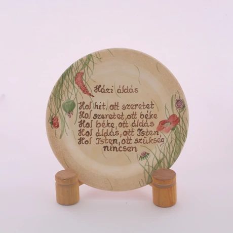 Házi áldás tányér pipacsos