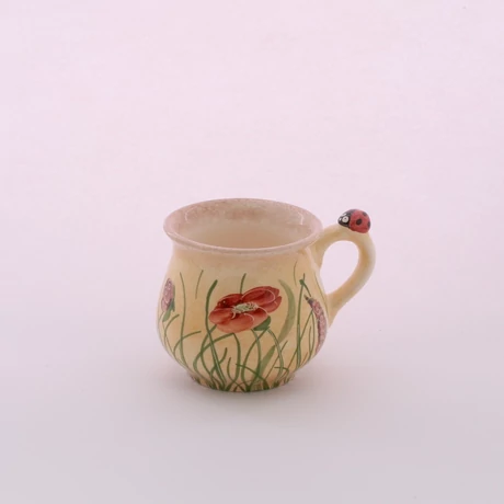 Kávés bögre pipacsos katicás rátéttel